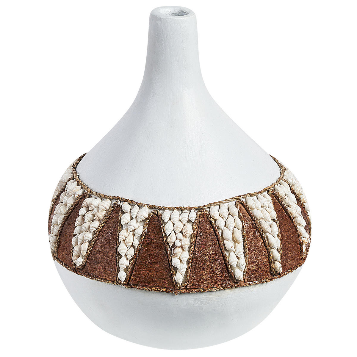 DEKOVASE Terrakotta weiß Simpang - Weiß, Stein (33cm) - Beliani