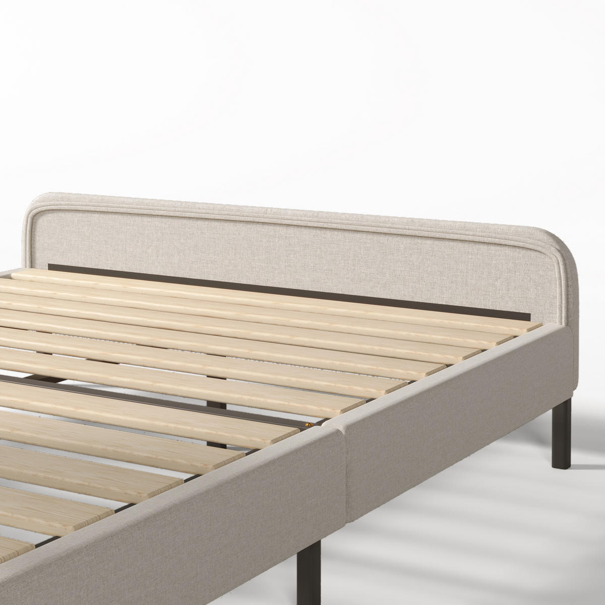 POLSTERBETT 140/190 cm mit verstellbarem Kopfteil, DE-41531, in Helles Beigegrau - Beige/Grau, Metall (140/190cm) - ComfortXL