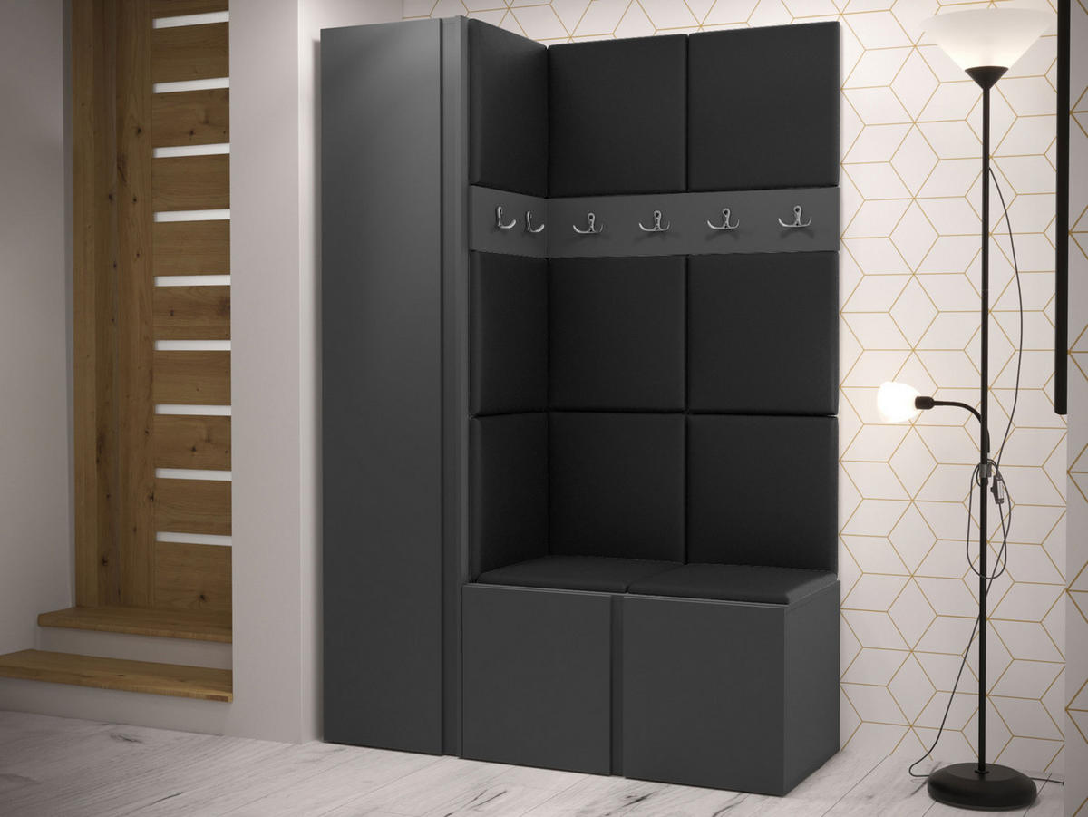 GARDEROBEN-SET Orion IX - Graphitfarben/Schwarz, Holzwerkstoff/Kunststoff (124/186/46cm) - MIRJAN24