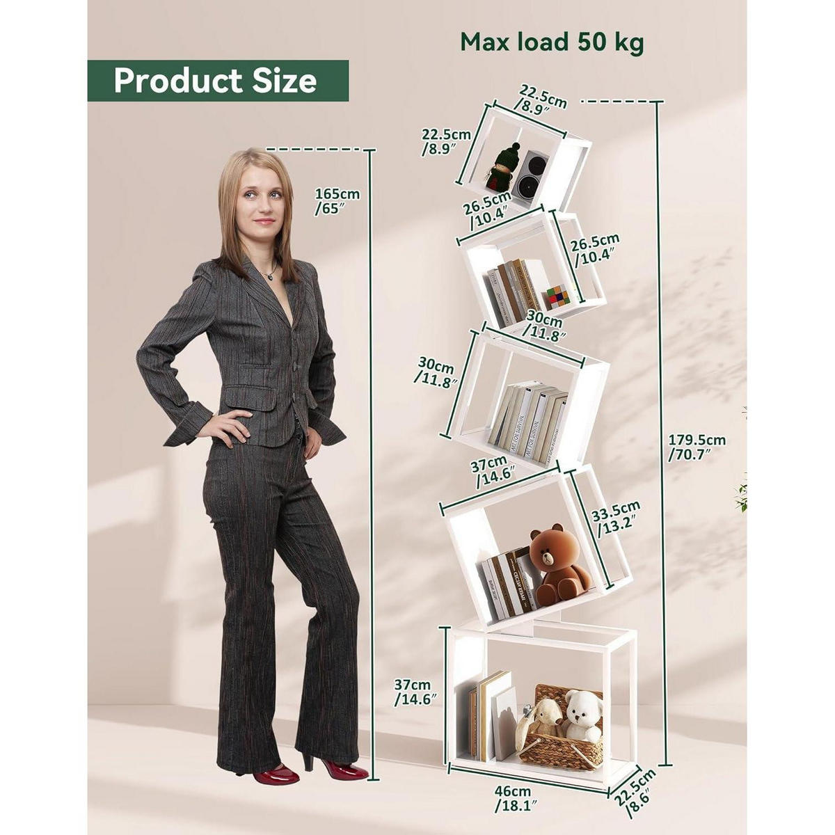 BÜCHERREGAL Metall 180 cm Weiß - Weiß, Metall (46/179.5/22.5cm)