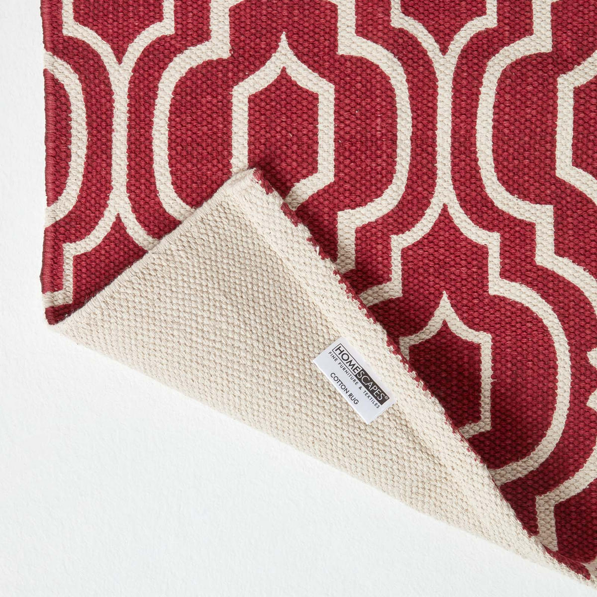 BAUMWOLLTEPPICH-LÄUFER Riga geometrisch 66/200 cm - Rot, Textil (66/200cm) - Homescapes