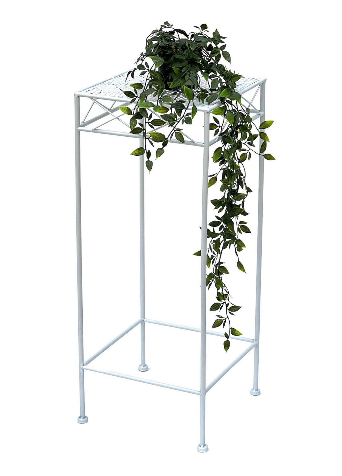 BLUMENHOCKER Weiß Metall Eckig 70 cm 96314 L - Weiß, Metall (28/70/28cm) - DanDiBo