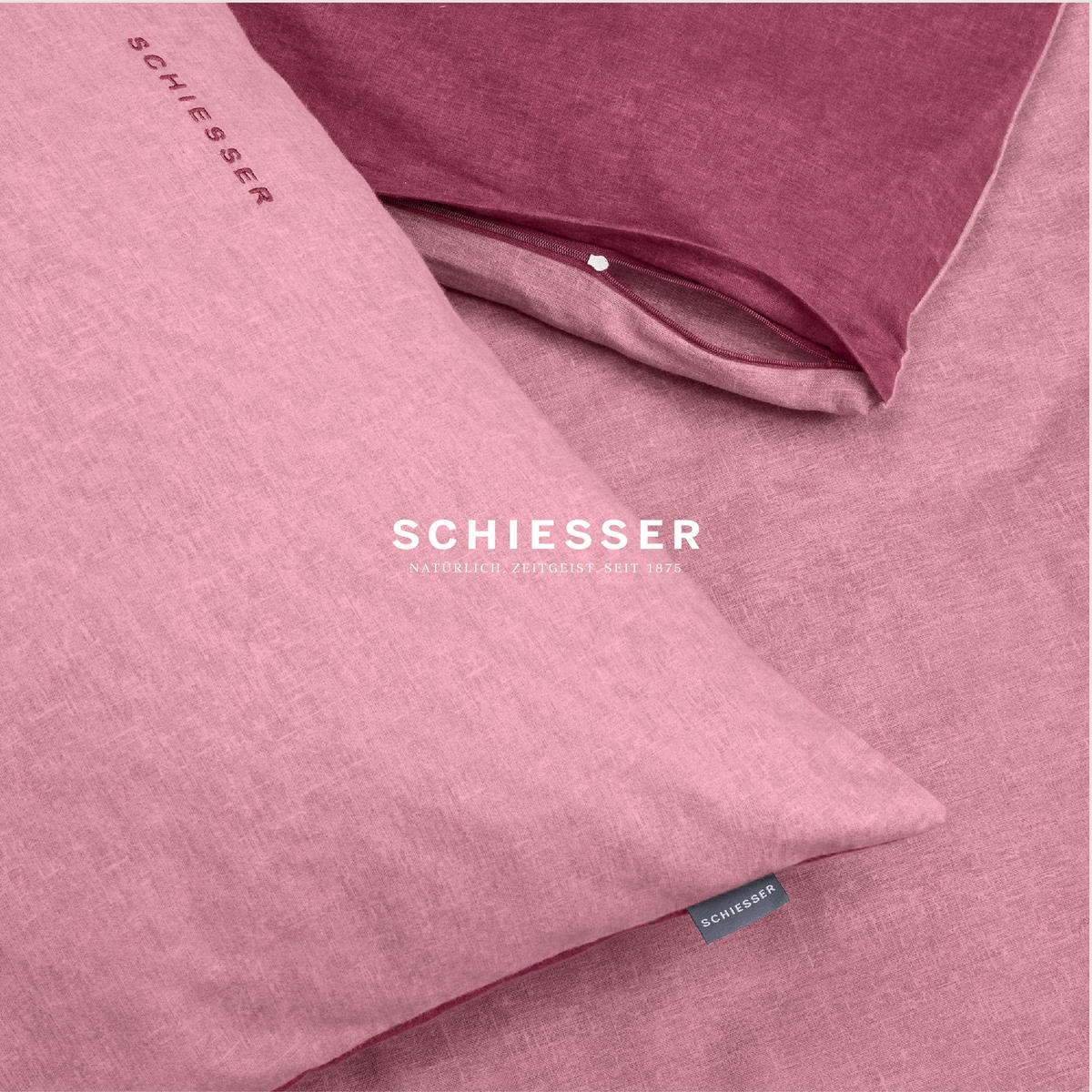 BETTWÄSCHESET Doubleface - Feinbiber - 2-teilig - 155 x 220 cm - Rosa - Rosa, Textil (155/220cm) - SCHIESSER