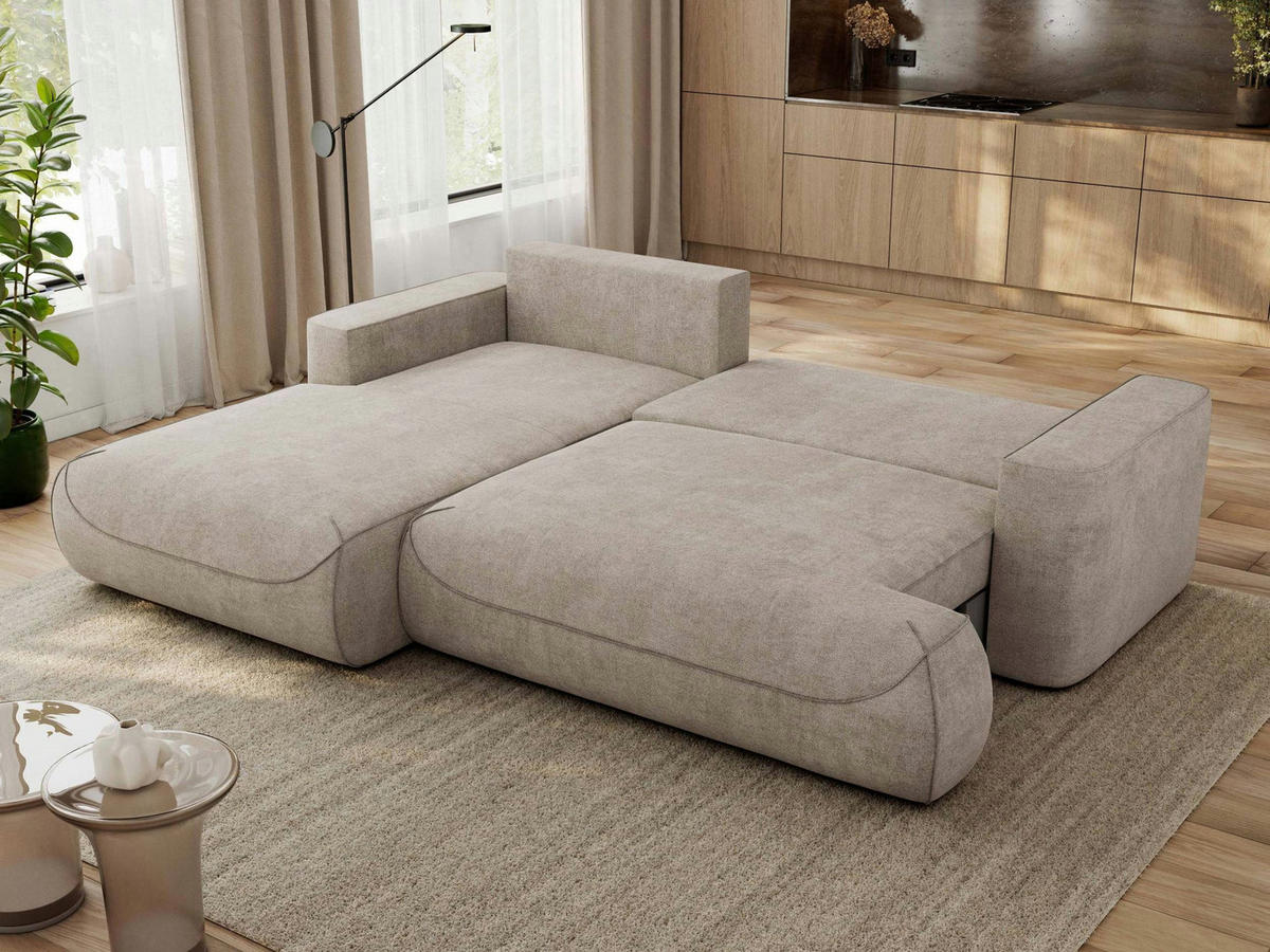 ECKSOFA OVO L Beige Struktur - Links Seite - Beige/Schwarz, Kunststoff/Textil (271/195cm) - MKS
