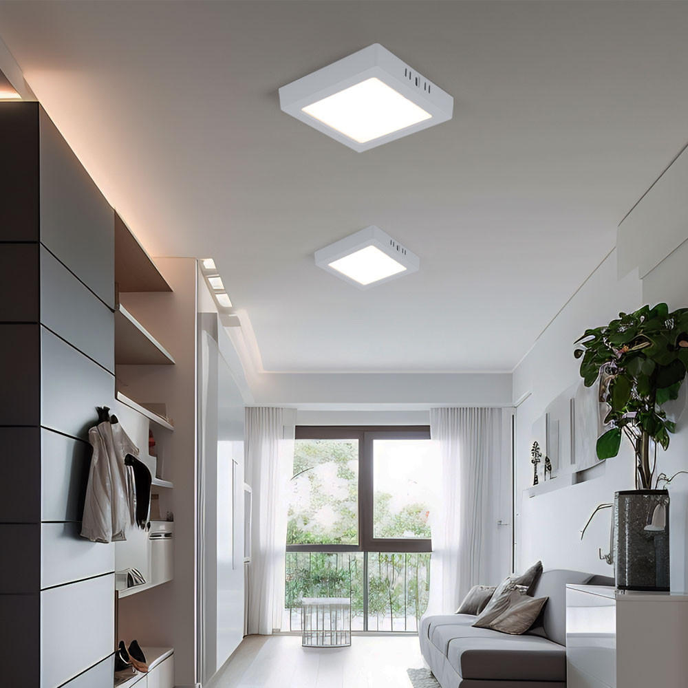 LED DECKENLEUCHTE Aufbau Weiß 2er Set - Weiß, Metall (16.7/16.7/3.1cm)