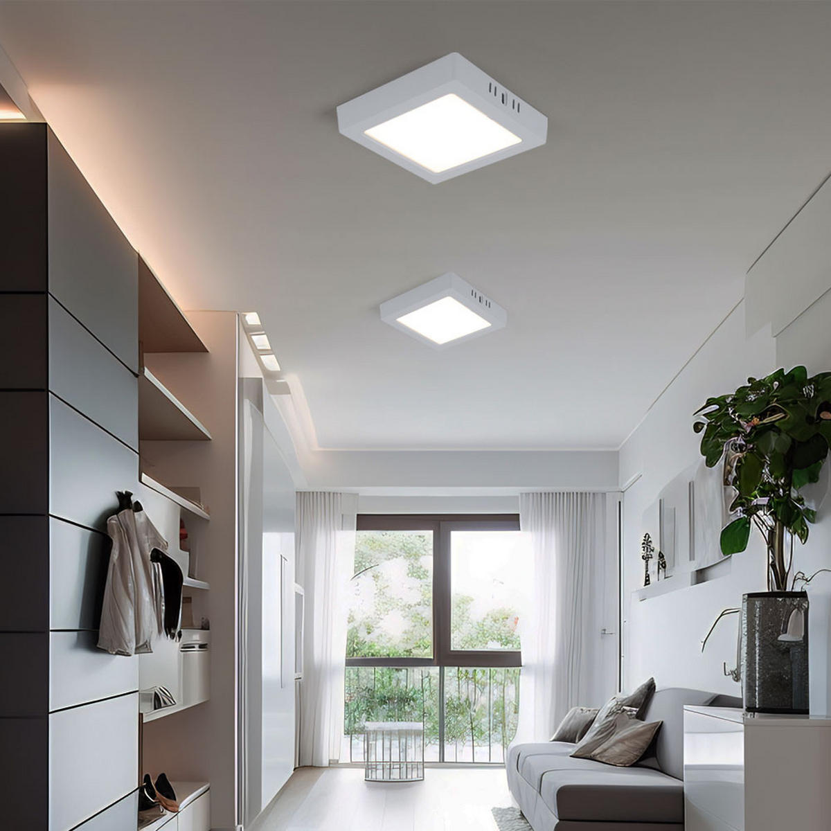 LED DECKENLEUCHTE Aufbau Weiß 6er Set - Weiß, Metall (16.7/16.7/3.1cm)