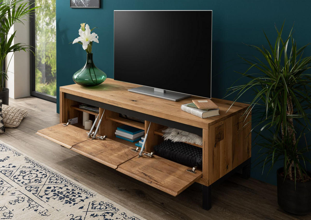 TV-BOARD Wildeiche 153x55x54 natur geölt VILLANDERS #150 - Naturfarben, Holz (153/54/55cm) - Massivmoebel24