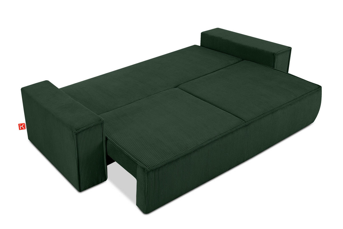 3-SITZER-SCHLAFSOFA NAPI in Pet Friendly Cord-Stoff, dunkelgrün - Dunkelgrün/Schwarz, Textil (244/89/101cm) - KONSIMO®
