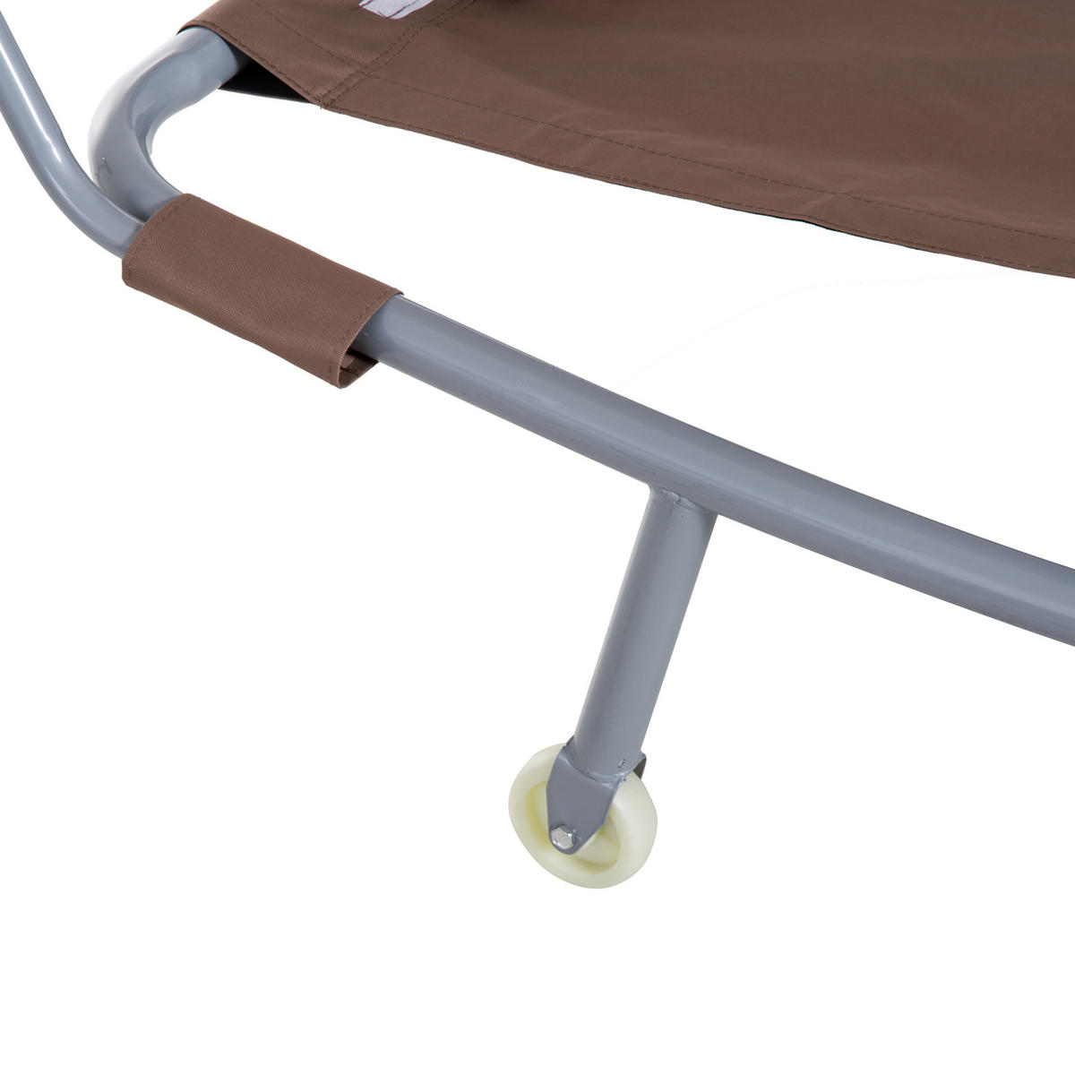GARTENLIEGE DE-15600 verstellbares Dach, 2 Kissen + Rollen Dunkelbraun - Dunkelbraun, Metall (170/130/200cm) - ComfortXL