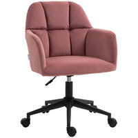 BÜROSTUHL, Höhenverstellbarer Schreibtischstuhl mit Samtoptik, Rückenlehne - Rosa, Kunststoff (58.5/86/58cm) - Vinsetto