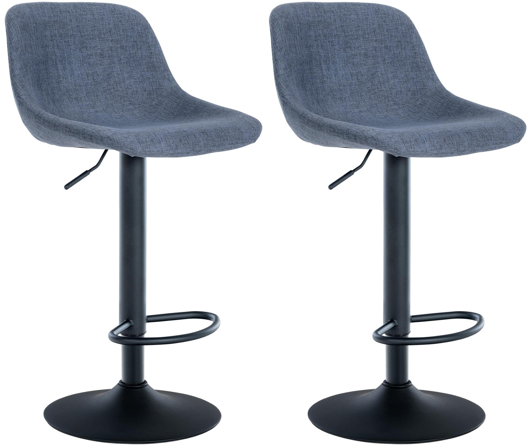 BARHOCKER 2er Set Stoff blau - Blau/Schwarz, Textil/Metall (43/79/49cm) - CLP