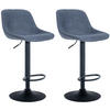 BARHOCKER 2er Set Stoff blau - Blau/Schwarz, Textil/Metall (43/79/49cm) - CLP