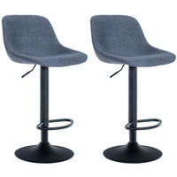 BARHOCKER 2er Set Stoff blau - Blau/Schwarz, Textil/Metall (43/79/49cm) - CLP