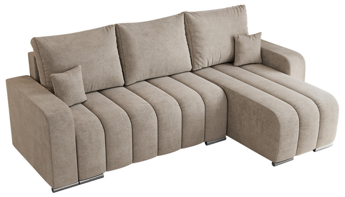 ECKSOFA KIRASSO L Beige Stukture - Beige/Grau, Textil (245/147cm) - MKS