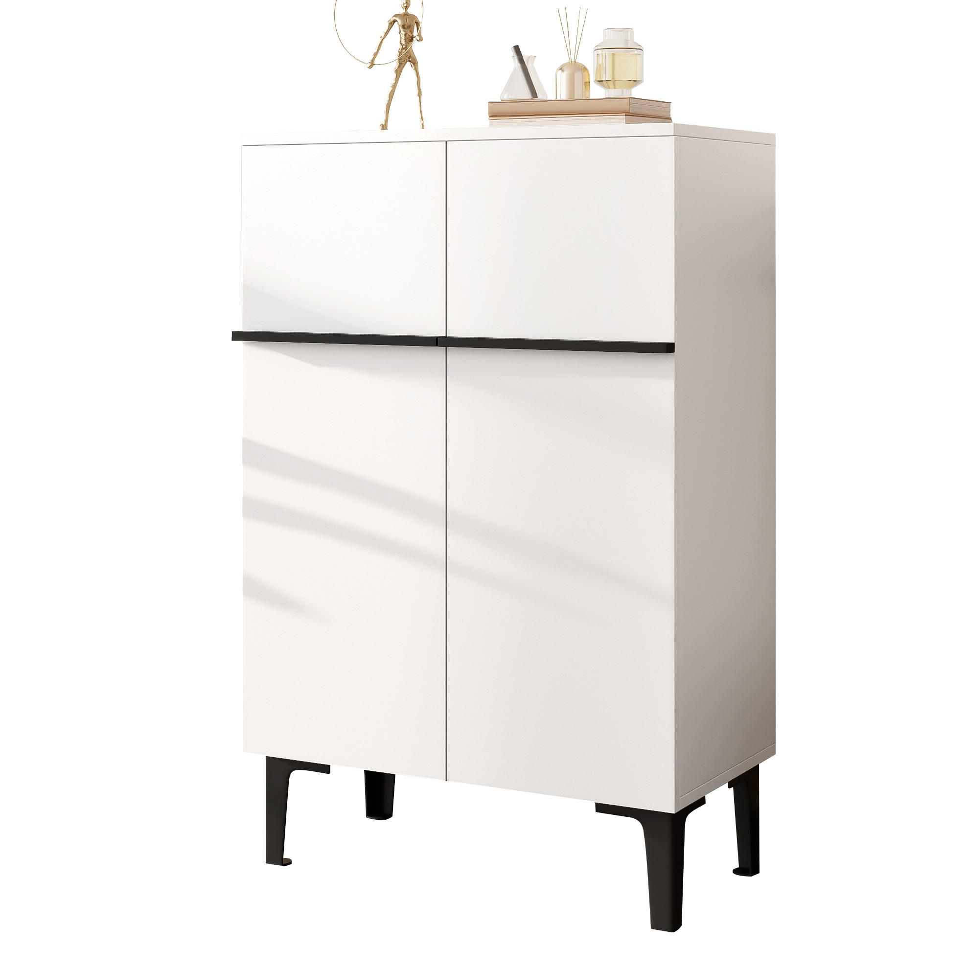 SCHUHSCHRANK 60/34,5/95 cm mit 2 Türen, platzsparend in Weiß - Weiß, Holzwerkstoff (60/95/34.5cm) - BEAOK