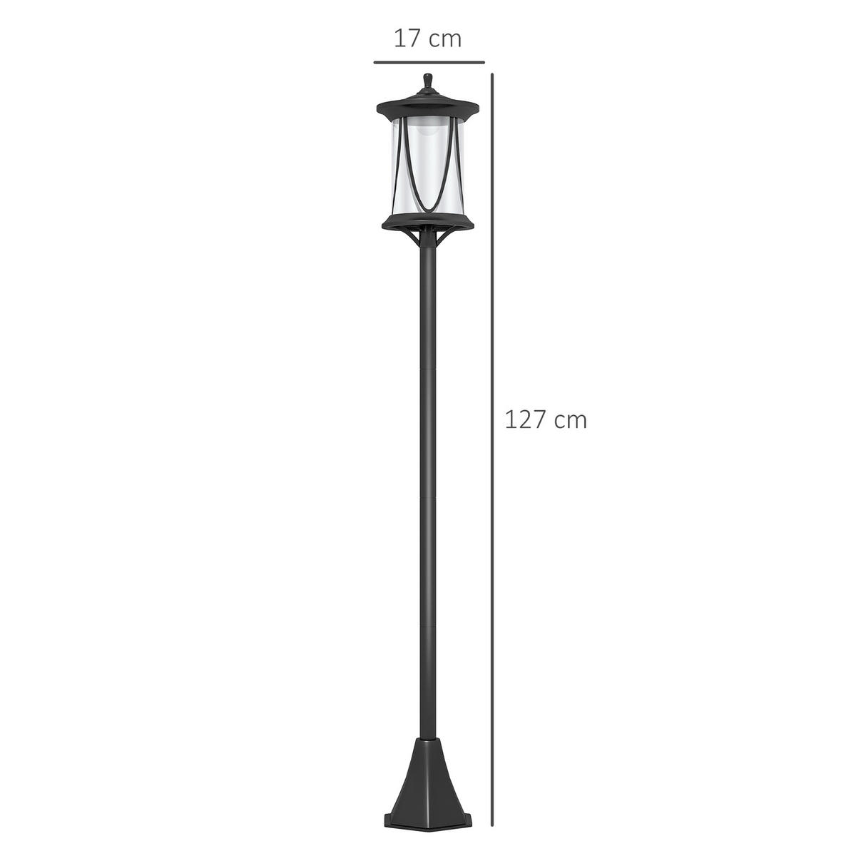 GARTENLATERNE, Schwarz, ABS, Polycarbonate - Schwarz, Kunststoff (17/17/127cm) - Outsunny