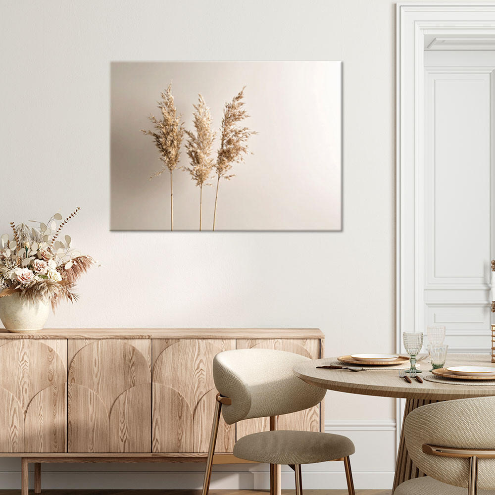 LEINWANDBILD Pampasgraspflanzen Natur Beige 90x60cm - Beige, Textil (90/60cm) - Feeby
