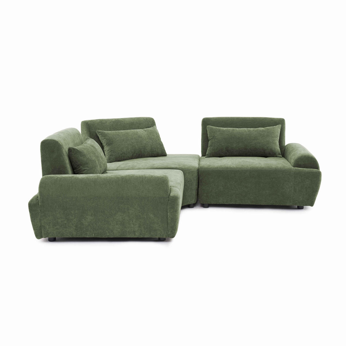 ECKSOFA 3-Sitzer, Grün - Grün, Holz/Textil (231/231cm) - Oviala