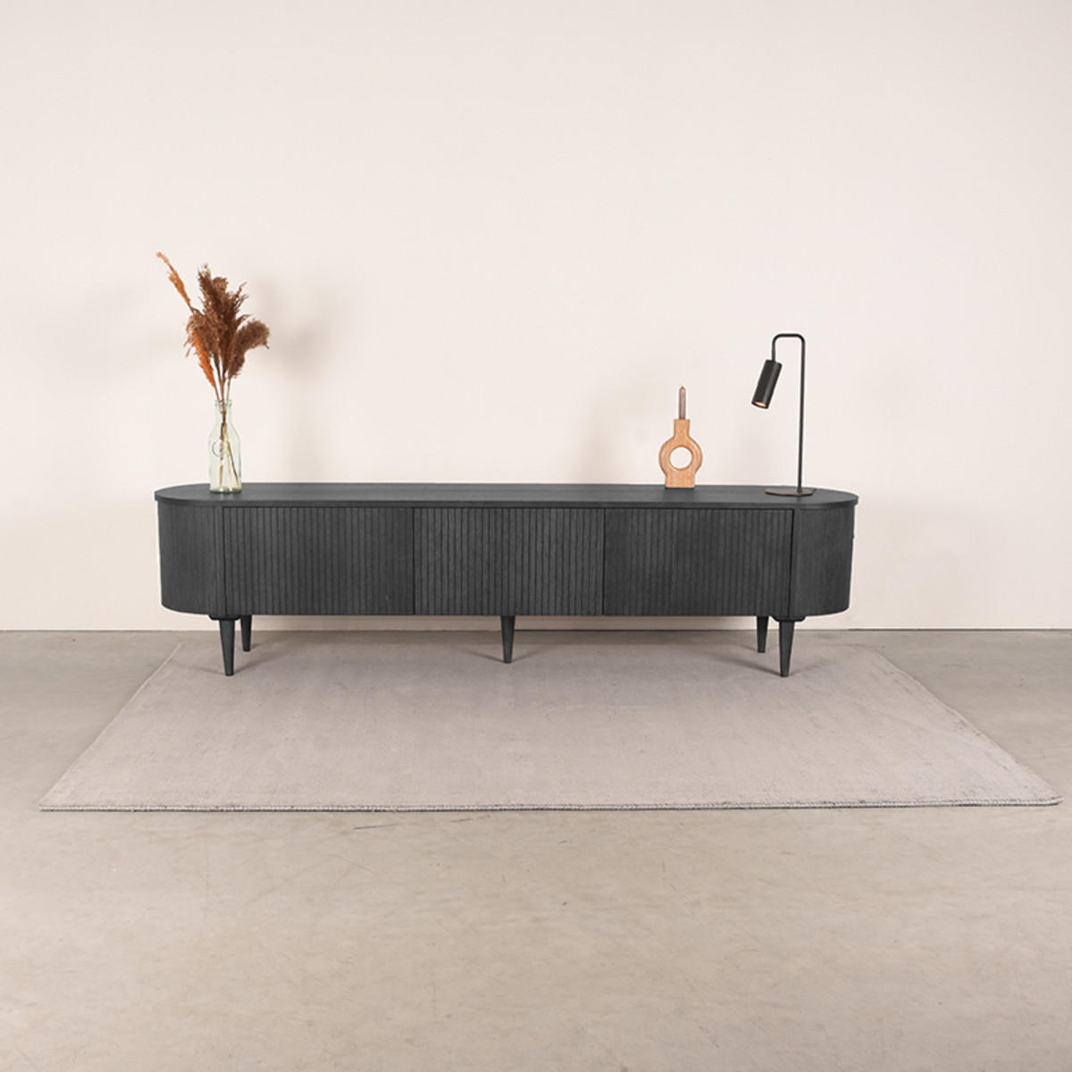 TV-MÖBEL Oliva Schwarz 47/220/55 cm - Schwarz, Holz (220/55/47cm) - LABEL51