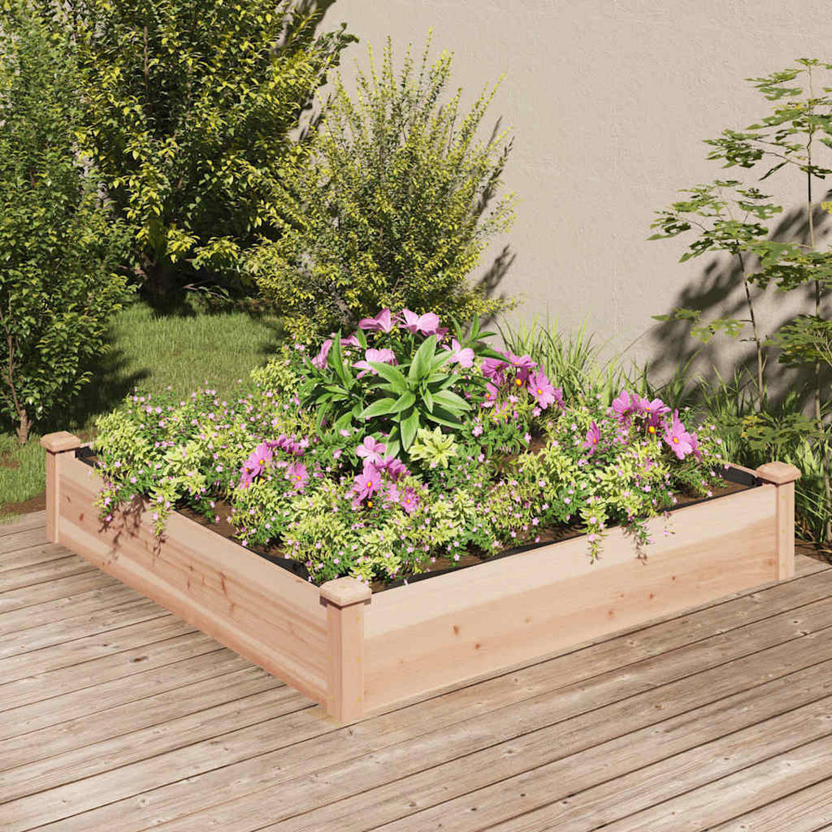 HOCHBEET mit Einsatz 120x120x25 cm Massivholz Tanne - Naturfarben, Holz (120/25/120cm)