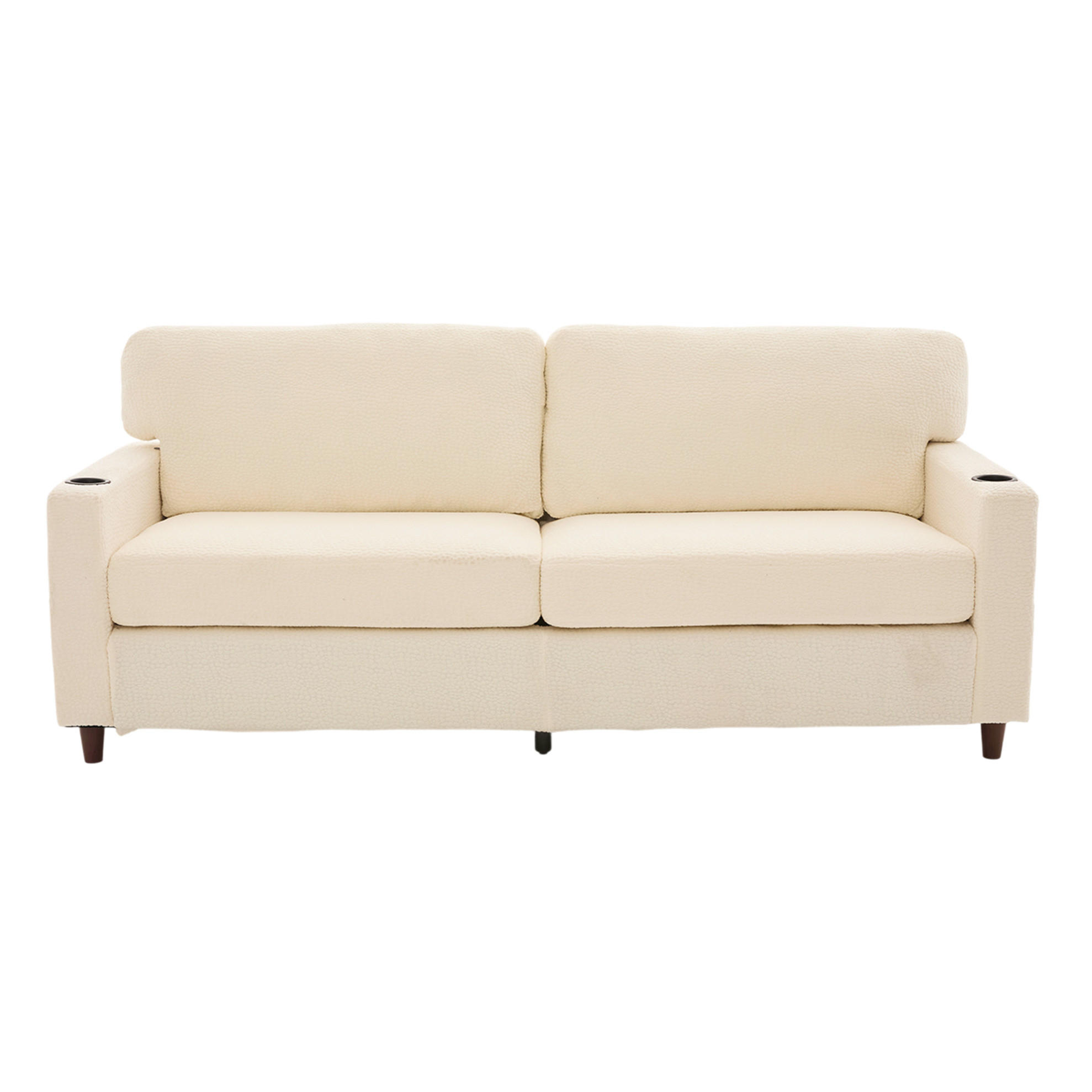 SOFA 2-Sitzer mit USB-C Anschluss & LED-Beleuchtung Chenille Beige 203/77,5/86 cm - Beige, Textil (203/86/77.5cm) - OKWISH