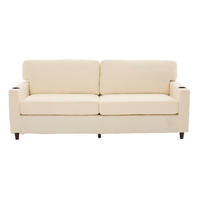 SOFA 2-Sitzer mit USB-C Anschluss & LED-Beleuchtung Chenille Beige 203/77,5/86 cm - Beige, Textil (203/86/77.5cm) - OKWISH