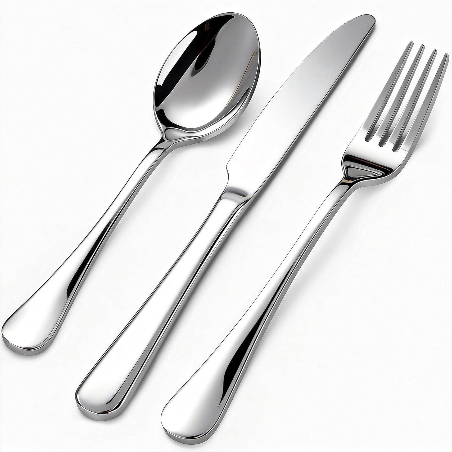 EDELSTAHL Besteck Set Besteckset 30 Teilig Gewellter Rand - Silberfarben, Metall