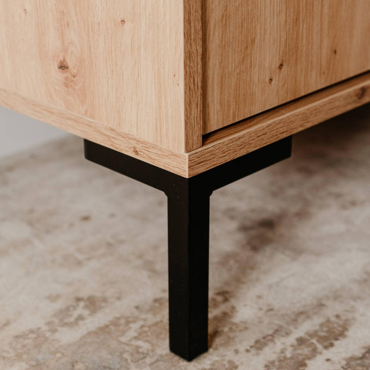 HIGHBOARD 81/139/40 cm Eiche Artisan, Metall Schwarz - Braun, Holz (81/139/40cm) - Homestyle4u