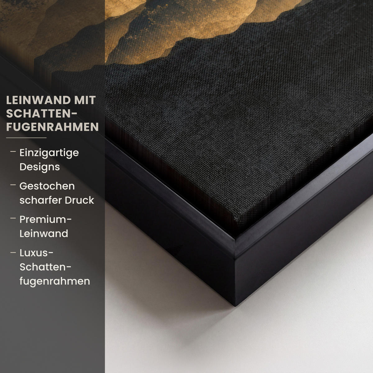 LEINWAND Bilder mit Rahmen - Goldene Berge bei Mondschein - 30x40 - Goldfarben, Textil (30/40cm) - MuchoWow