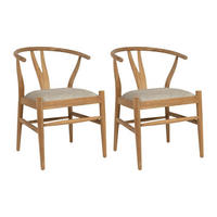 STUHL 2er-Set - Teakholz & Stoff - Holzfarben & Beige - POGIANA - Beige, Holz (63/77/53cm) - Vente-Unique