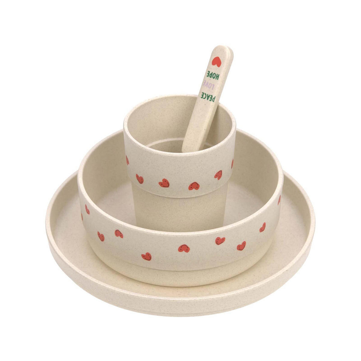 KINDER-GESCHIRR-SET Happy Rascals Herz 4er Set - Beige/Multicolor, Kunststoff (7.2/26/22.7cm) - Lässig
