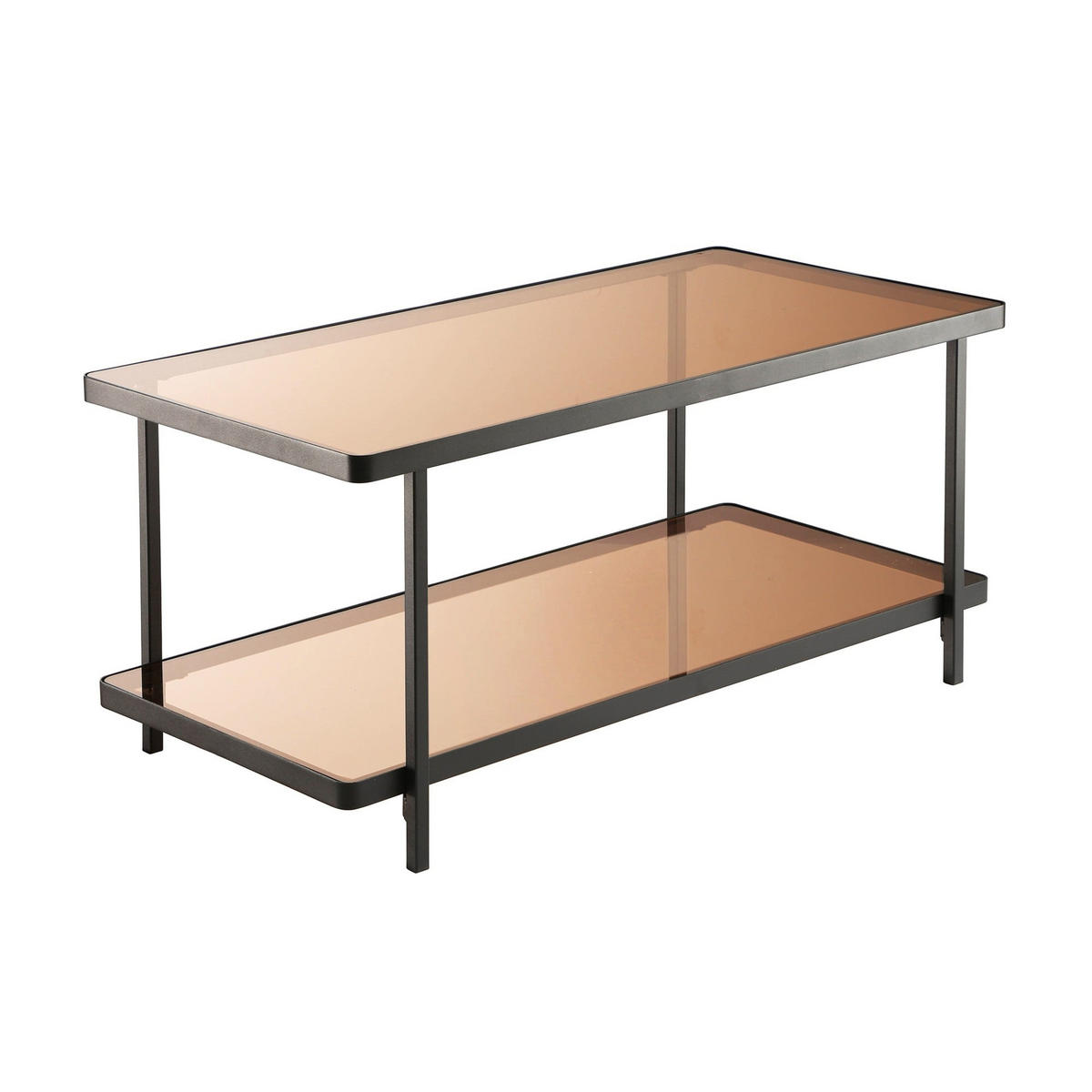 COUCHTISCH mit 2 rauchglas Platten 100/50/48 cm - Schwarz, Holzwerkstoff (61/50/48cm) - Calicosy