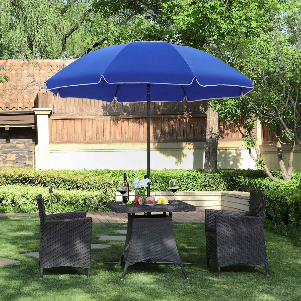 SONNENSCHIRM - Blau, Textil (200/200cm) - Hansiro