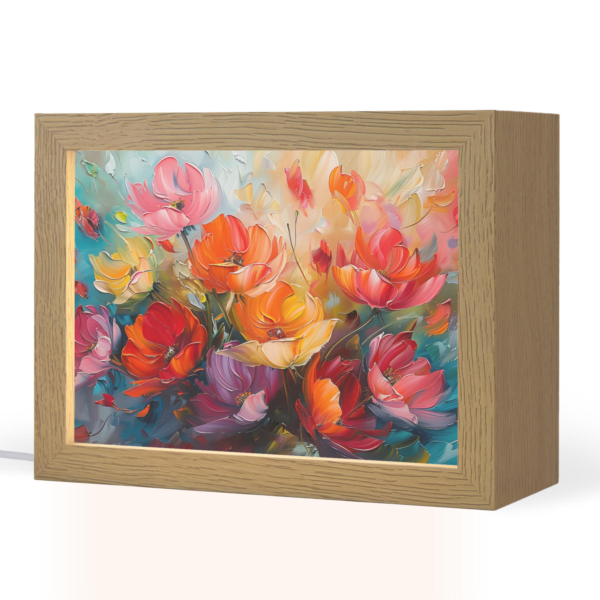 STOLNÁ LAMPA Kvety - Farebné - Maľba - Abstraktné - Umenie 20x15 cm - hliníková, kompozitné drevo (8/20/15cm) - OnlyWow