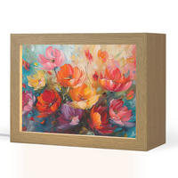STOLNÍ LAMPA Květiny - barevné - malba - abstraktní - umění 20x15 cm - barva hliníku, kompozitní dřevo (8/20/15cm) - OnlyWow