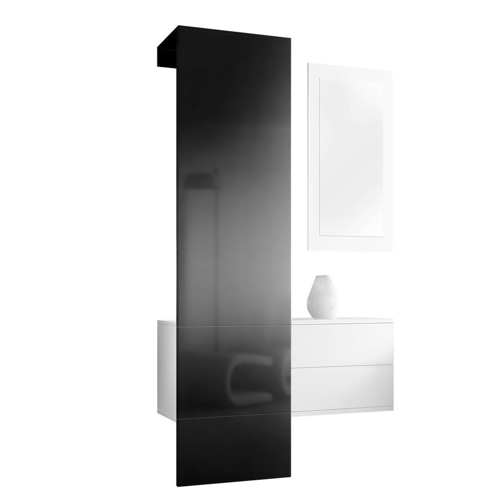 Vladon Garderobe Schwarz Hochglanz 105x193x35 cm