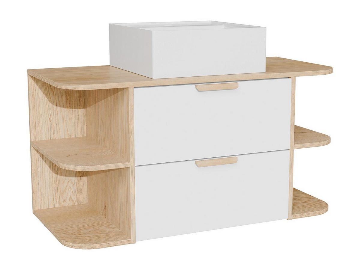 EINZELWASCHTISCH - 100 cm x 46 cm - holz - naturfarben hell, weiß Avoreli - Weiß, Holz (100/50/46cm) - Vente-Unique
