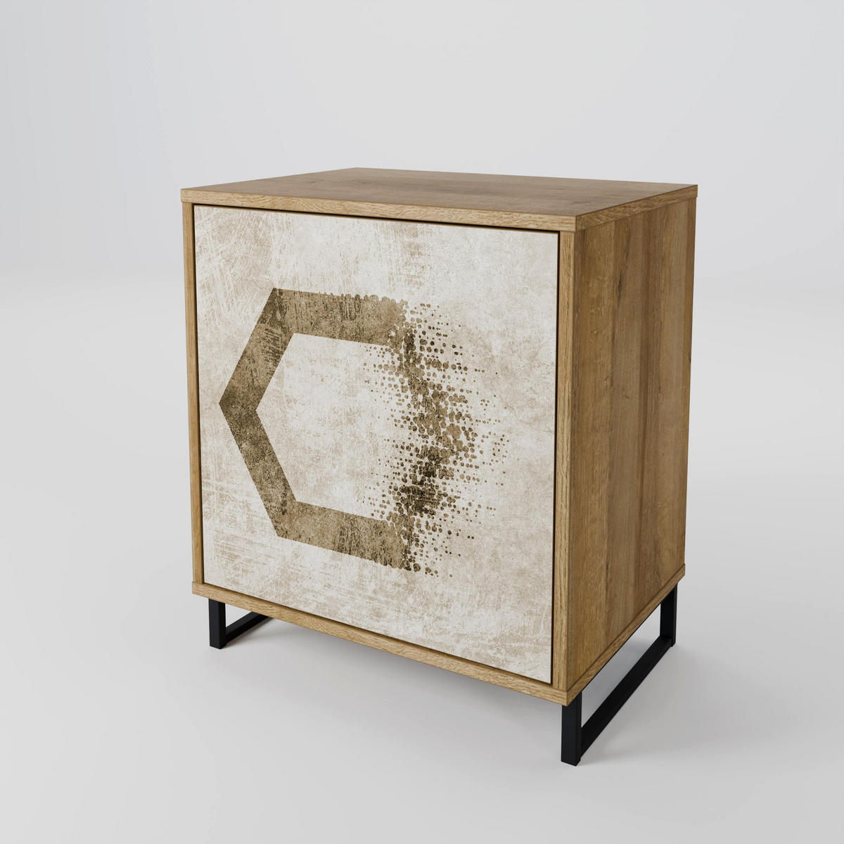 SIDEBOARD HEXAGONAL SHAPES, Eichefarben, 57,5x42x57,5 cm, Ohne Füße - Eichefarben/Multicolor, Holzwerkstoff (57.5/57.5/42cm) - SpaceRebels