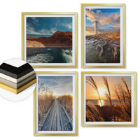 WANDBILDER 4er Set - 50x50 cm & 40x60 cm Goldrahmen - Leuchtturm-Grassteg - Goldfarben, Kunststoff (50/50cm) - ArtPrintCave