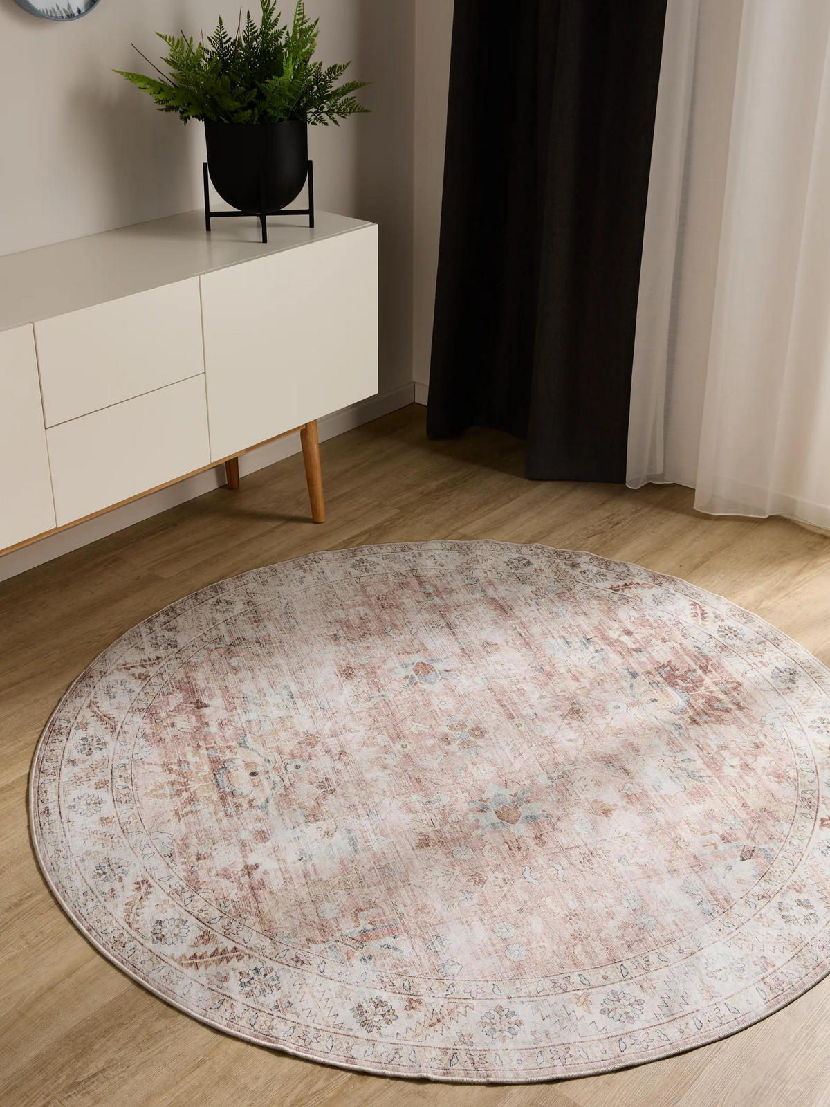 PRATELNÝ koberec George Růžová ø 120 cm - růžová, plast/umělá hmota (120/120cm) - benuta