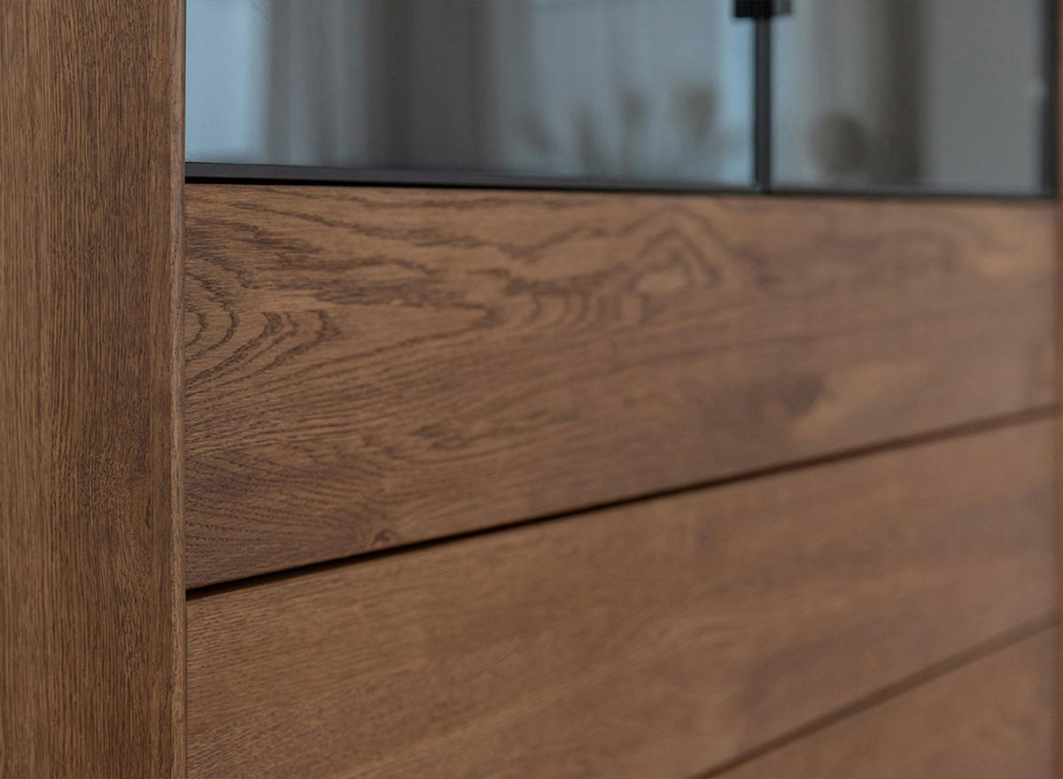 VITRINE Modern Loft Eiche Tabak 100 / 45 / 200cm - Dunkelbraun/Schwarz, Holz (100/200/45cm) - Feldmann-Wohnen