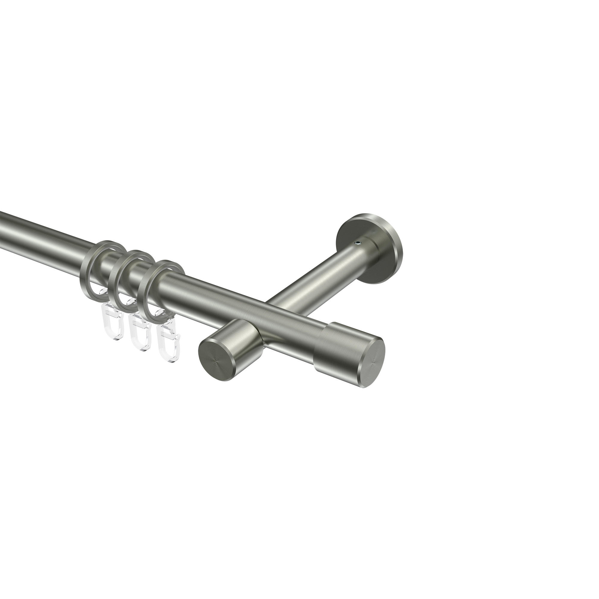 GARDINENSTANGEN-SET Prestige Santo 260 cm (geteilt in 2 x 130 cm), 1-läufig, 20 mm Ø Edelstahl-Optik - Edelstahlfarben, Metall (260cm) - INTERDECO