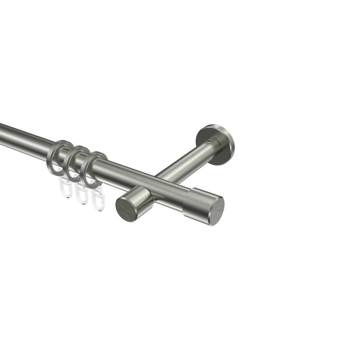 GARDINENSTANGEN-SET Prestige Santo 360 cm (geteilt in 2 x 180 cm), 1-läufig, 20 mm Ø Edelstahl-Optik - Edelstahlfarben, Metall (360cm) - INTERDECO