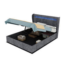 STAURAUMBETT 140/200 cm DE-32986 mit LED-Kopfteil und Matratze Grau - Grau, Metall (140/200cm) - ComfortXL