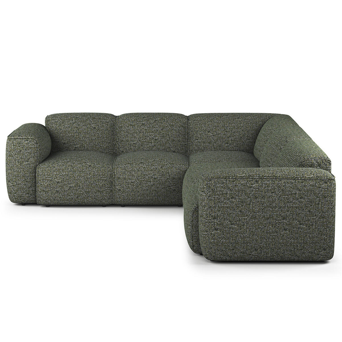 ECKSOFA mit Rundecke - Schwarz/Grün, Kunststoff/Textil (325/260cm) - home24