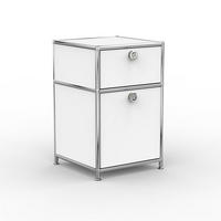 BÜRO-STANDCONTAINER, Metall, 40cm, 1 Schublade + 1 Hängeregistratur, Signalweiss - Chromfarben/Silberfarben, Metall (40/62.7/39.7cm) - Versee