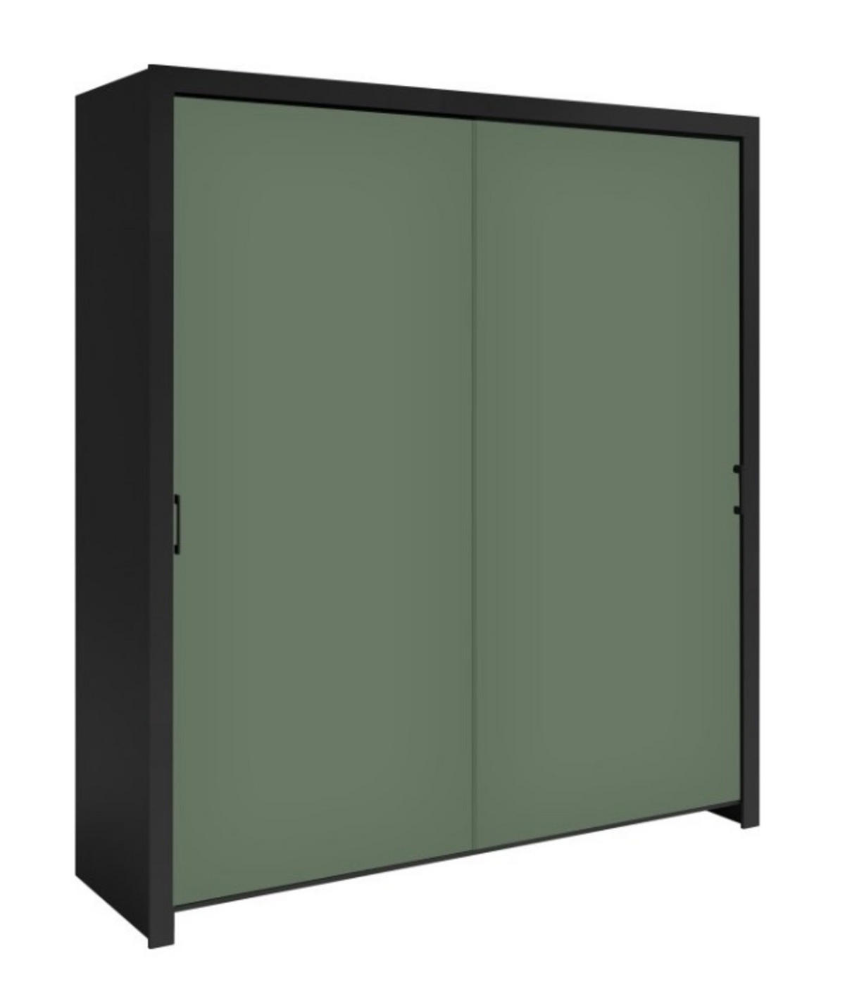 SCHIEBETÜRENSCHRANK - Kleiderschrank Sahara - 185 - Grün - Schwarz/Grün, Holzwerkstoff (185/206/60cm) - Möblo