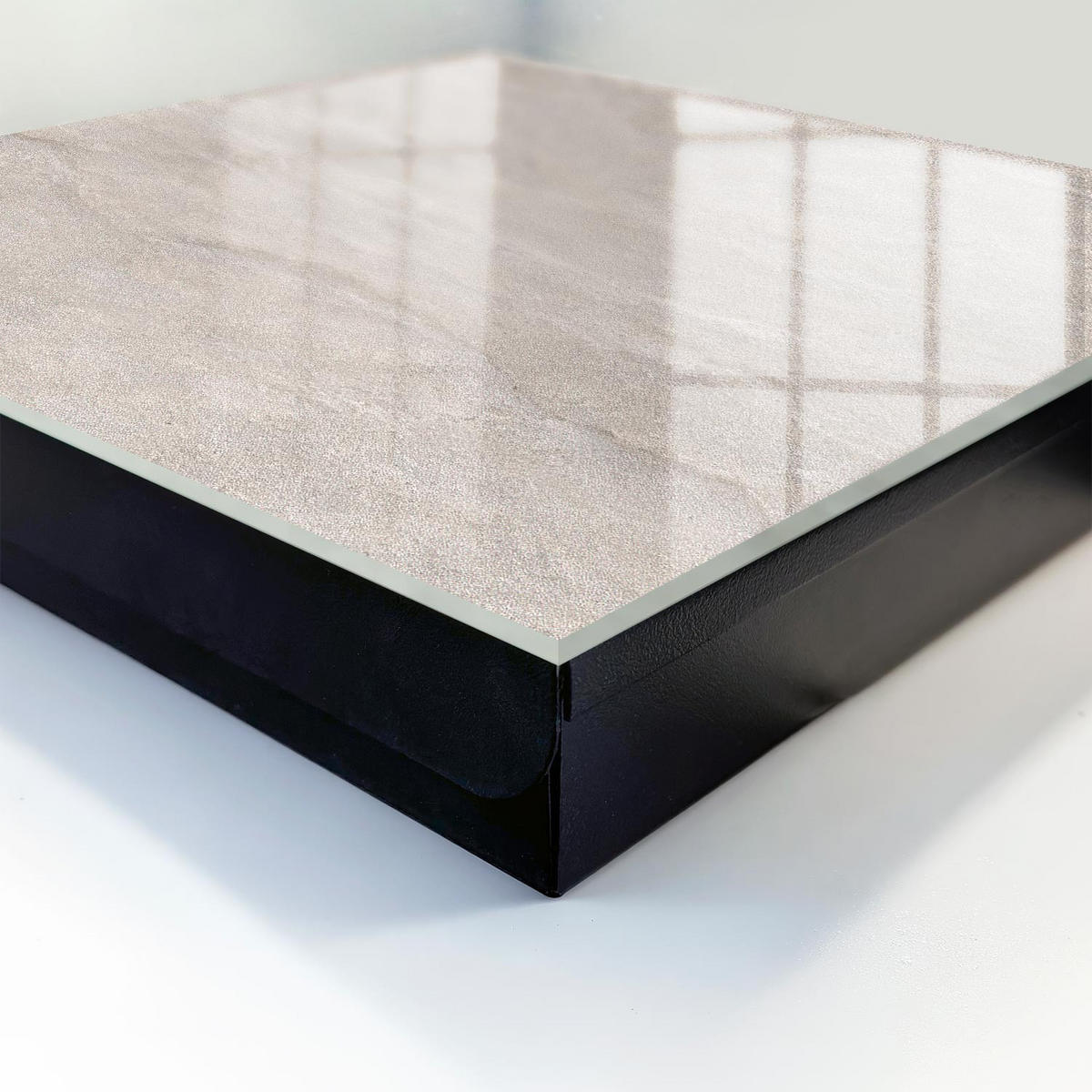 SCHLÜSSELBOX Schwarz 30x30 cm- Türöffnung nach rechts - Natürliche Textur - Beige, Metall (30/30/5cm) - TULUP