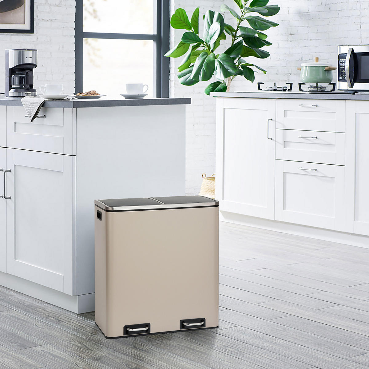 MÜLLEIMER TM2X30 - Taupe, Metall (57/65/31cm) - SVITA