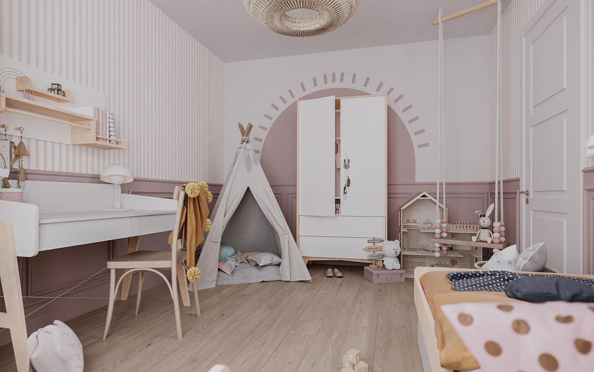 KINDERKLEIDERSCHRANK SoSixty, 2-türig - Weiß, Holzwerkstoff (100/200/55cm) - RAUMHIRSCH FURNITURE